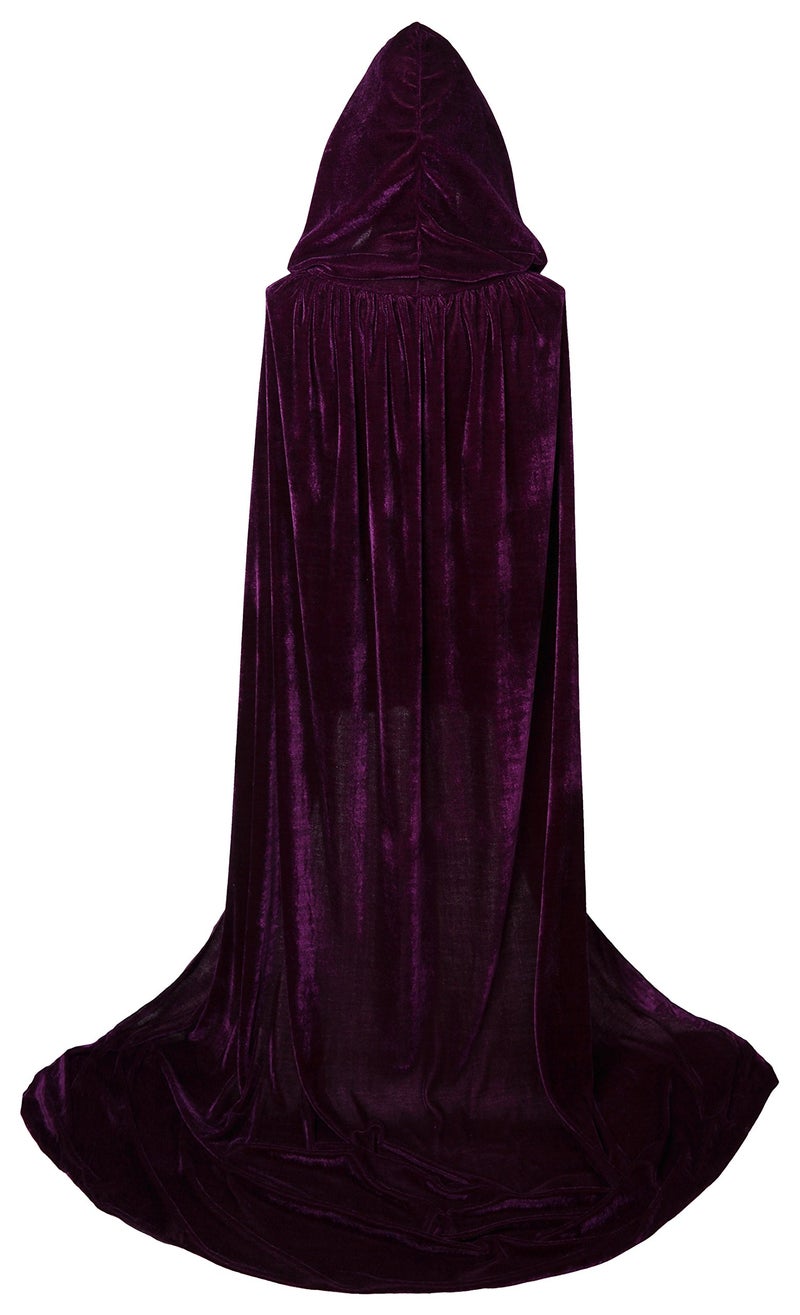 VGLOOK Unisex Adults Hooded Cloak Velvet Cape for Halloween Cosplay Costumes 59 inch Purple - Image 3